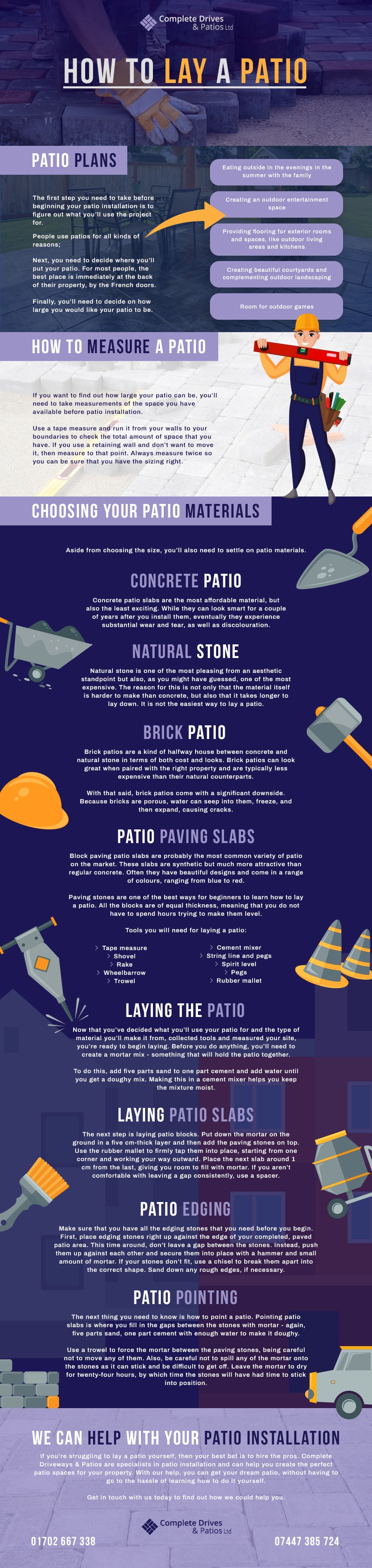 how to lay patio infographic